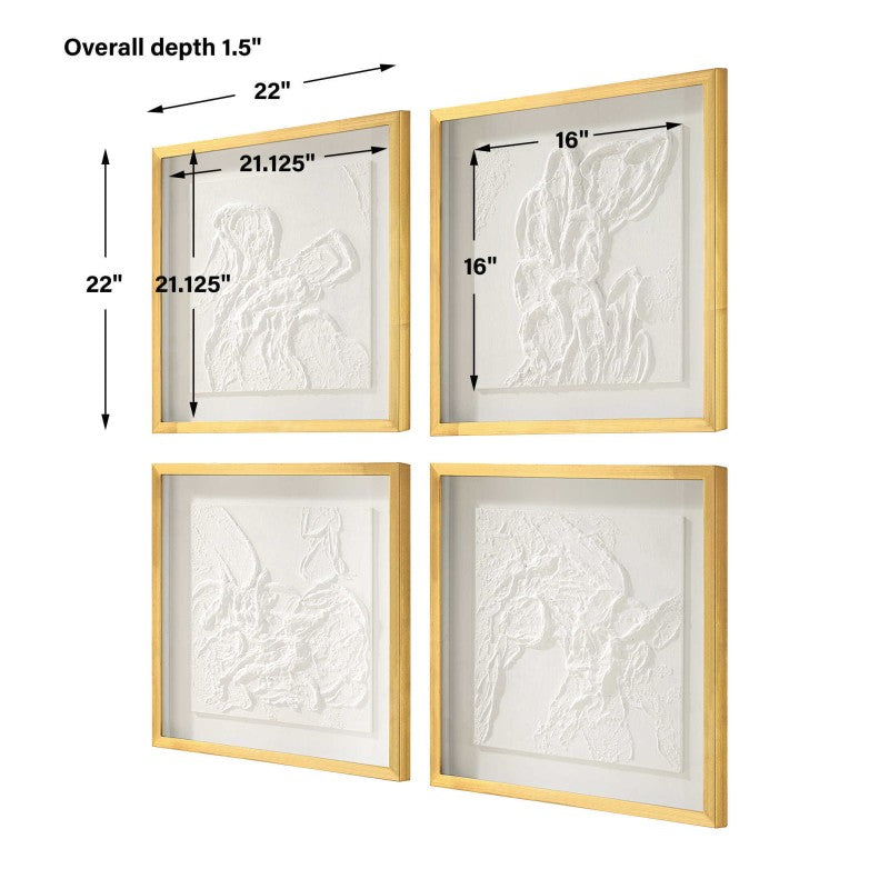 Fourfold - Framed Prints (Set of 4) - Gold