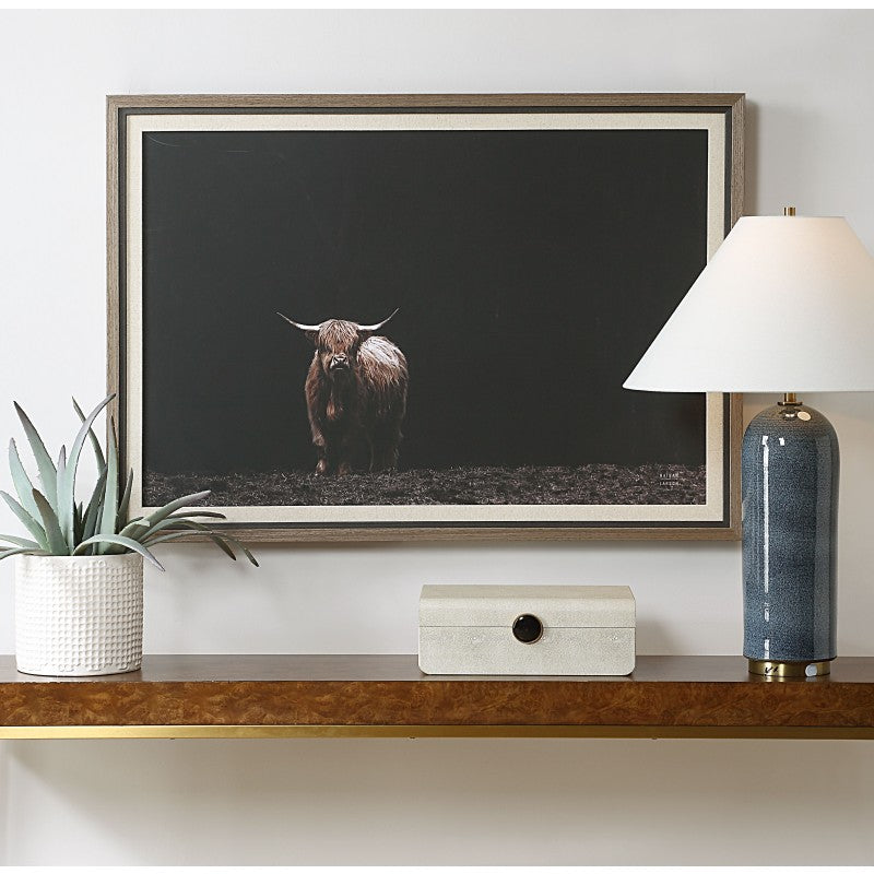 King Of The Hill - Framed Bovine Print - Black