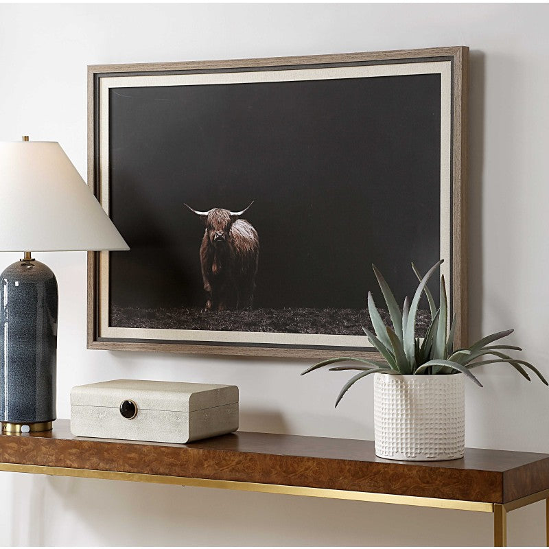 King Of The Hill - Framed Bovine Print - Black