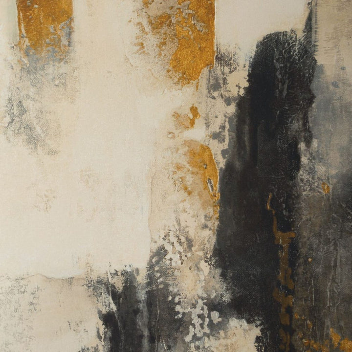 Landslide - Framed Abstract Print - Black / Brass / Gold / Gray / Orange / White / Yellow