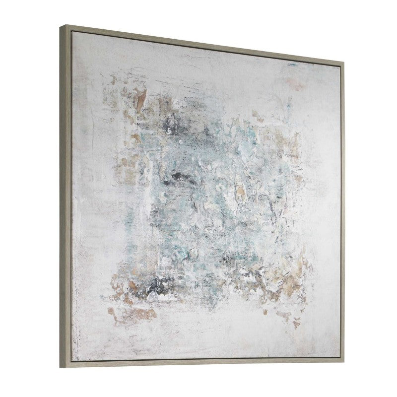 Find Me Here - Abstract Framed Canvas Art - Black / Blue / Brown / Gray / White