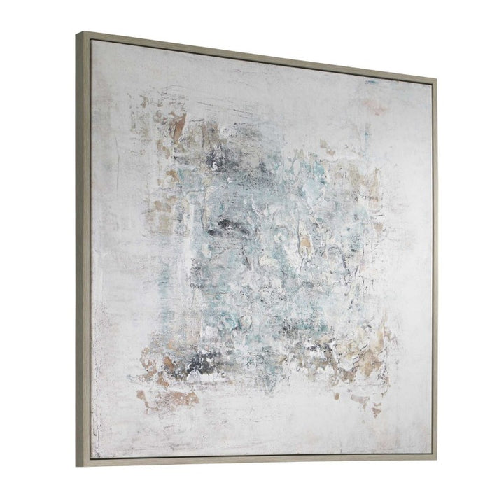Find Me Here - Abstract Framed Canvas Art - Black / Blue / Brown / Gray / White