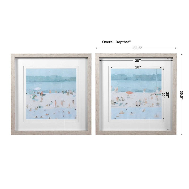 Sea Glass Sandbar - Framed Prints (Set of 2) - Light Blue