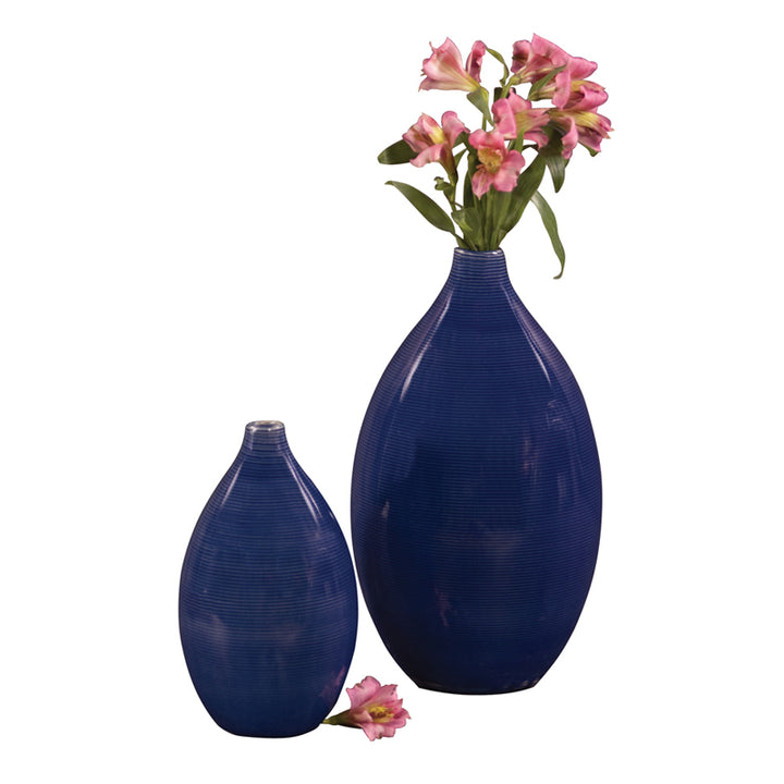 The Cobalt Blue Glaze Vases - Set of 2