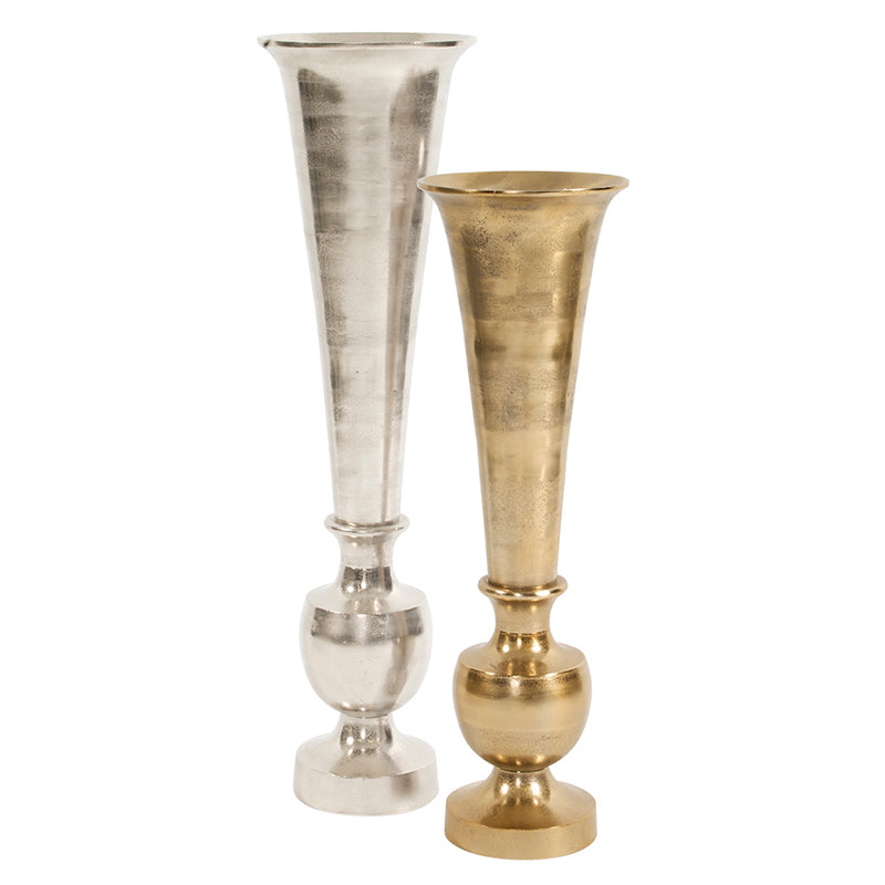 Oversized Flared Silver Aluminum Vase