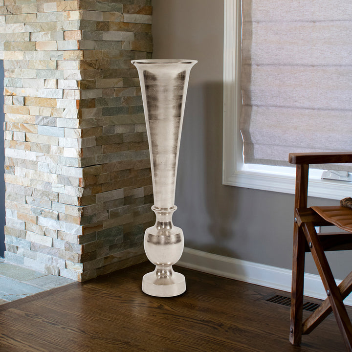 Oversized Flared Silver Aluminum Vase