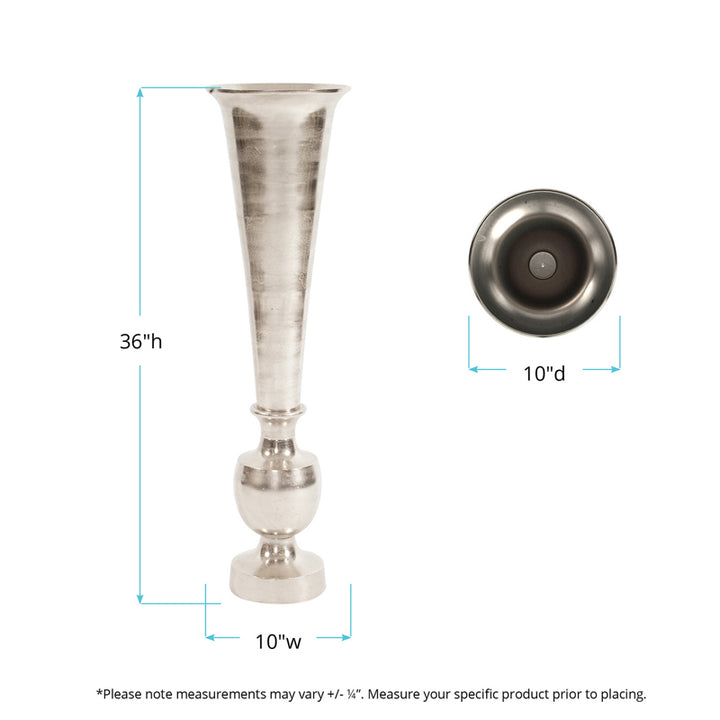 Oversized Flared Silver Aluminum Vase