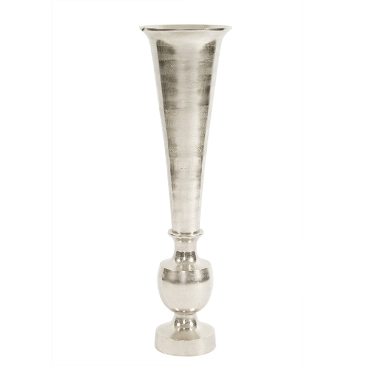 Oversized Flared Silver Aluminum Vase