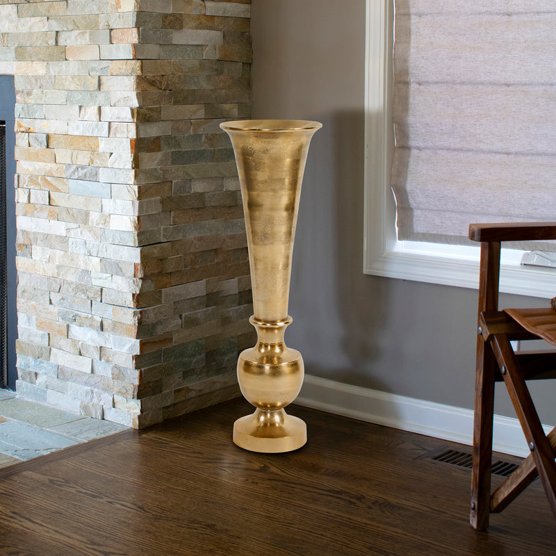 Oversized Flared Gold Aluminum Vase