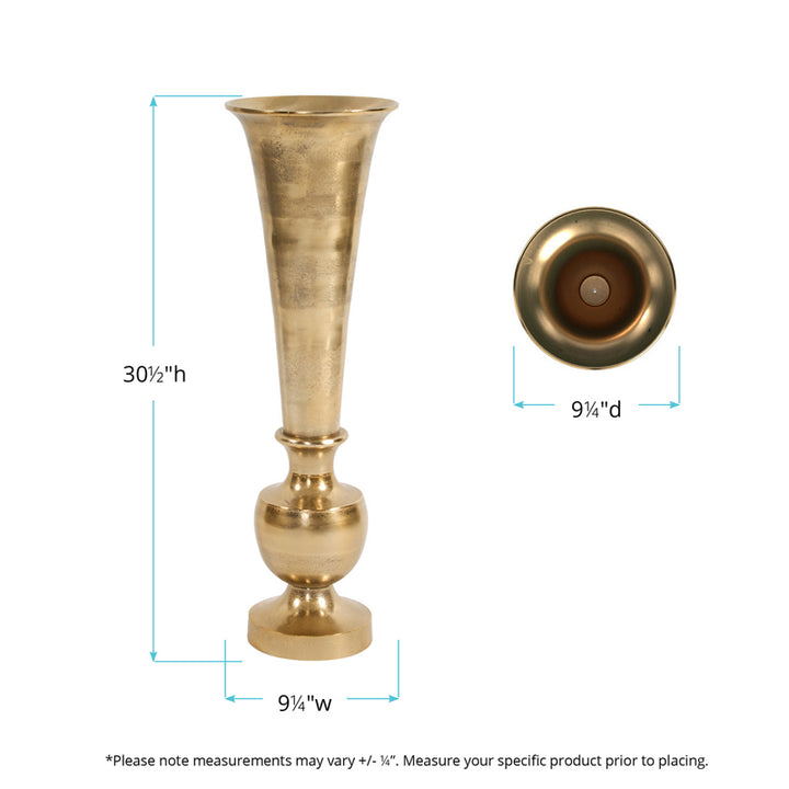 Oversized Flared Gold Aluminum Vase