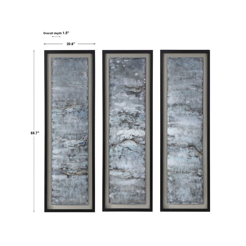 Ocean Swell - Painted Metal Art (Set of 3) - Blue