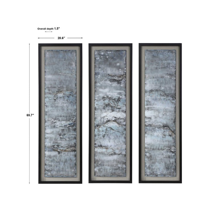 Ocean Swell - Painted Metal Art (Set of 3) - Blue