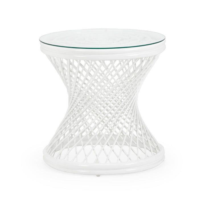 Rattan Side Table - White