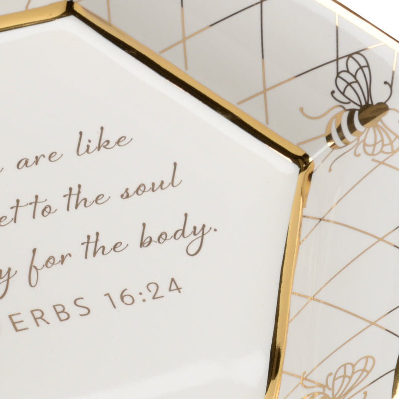 Honeycomb Bee Verse Plate - White
