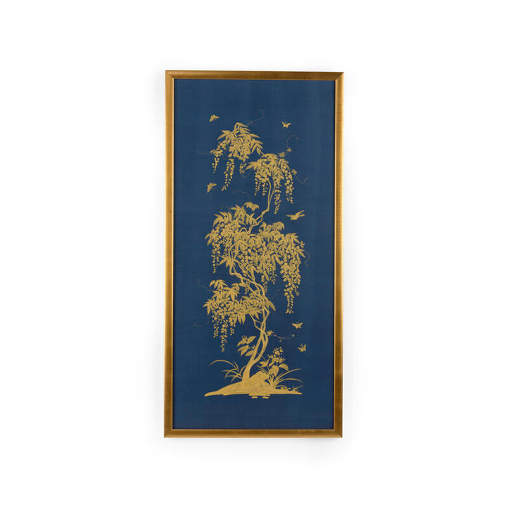 Gold Flowering Tree On Blue B