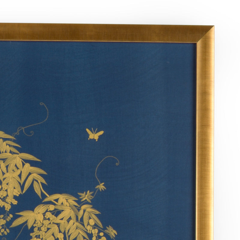 Gold Flowering Tree On Blue B