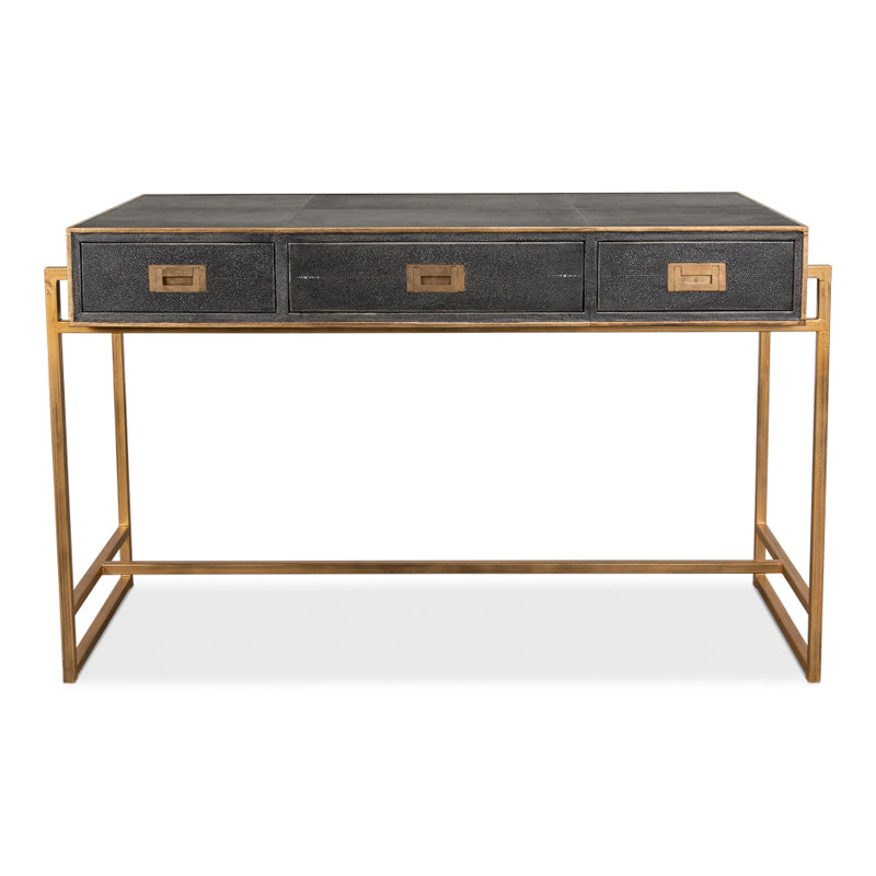 Grey Leather Shagreen Desk