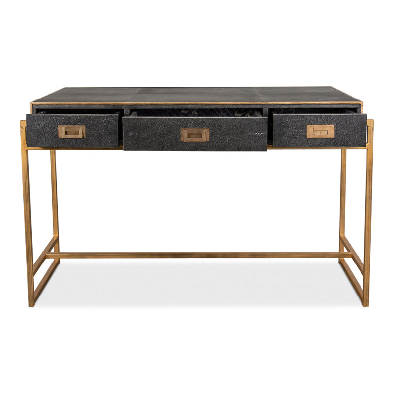 Grey Leather Shagreen Desk