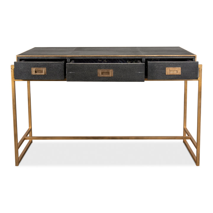 Grey Leather Shagreen Desk