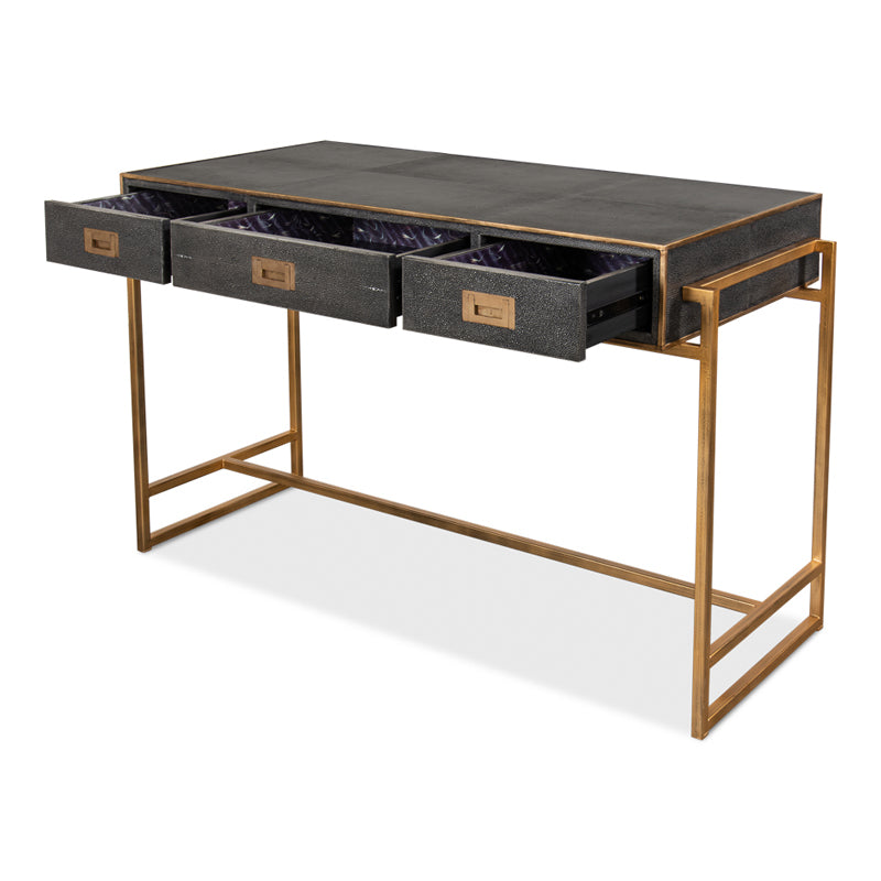 Grey Leather Shagreen Desk