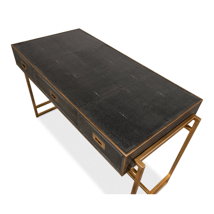 Grey Leather Shagreen Desk