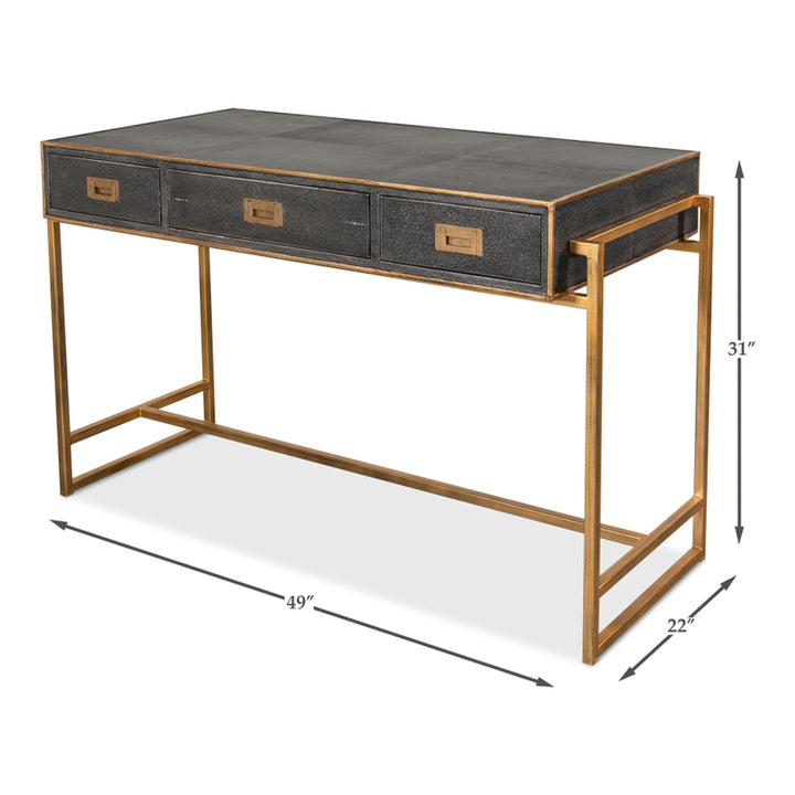 Grey Leather Shagreen Desk