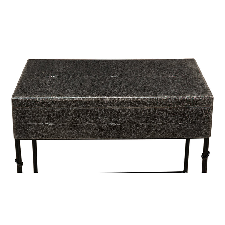 Grey Leather Shagreen Box On Stand