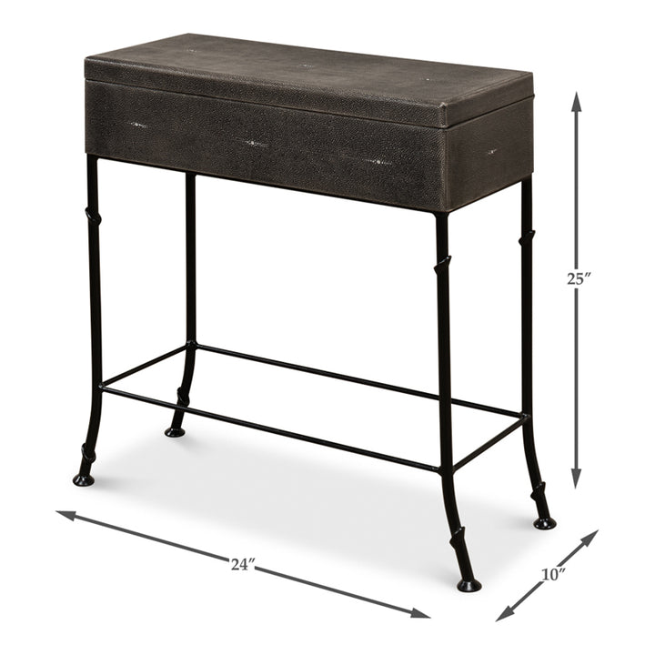 Grey Leather Shagreen Box On Stand