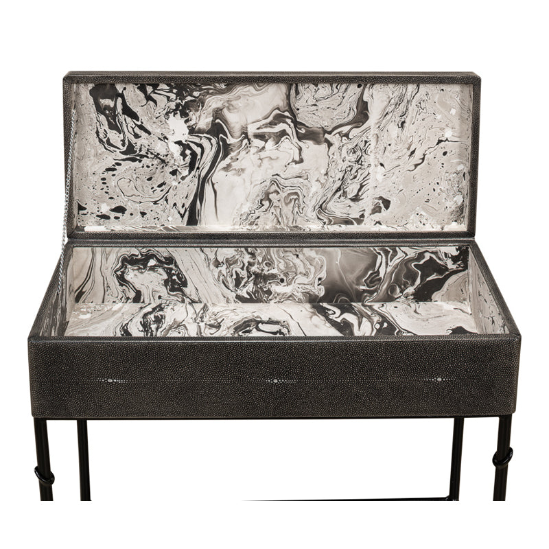 Grey Leather Shagreen Box On Stand