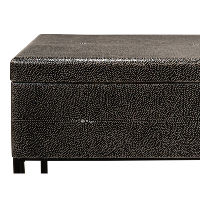 Grey Leather Shagreen Box On Stand