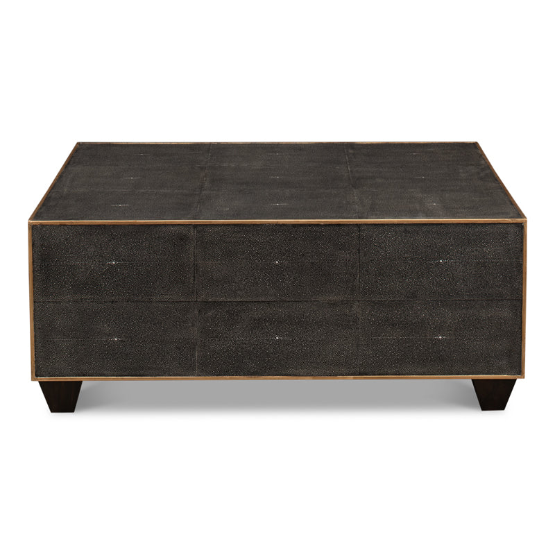 Grey Leather Shagreen Cocktail Table