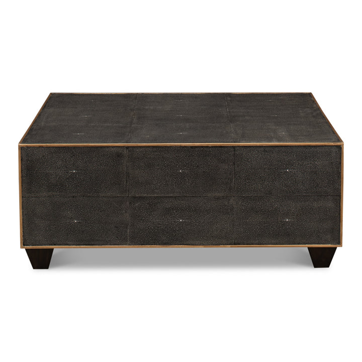 Grey Leather Shagreen Cocktail Table