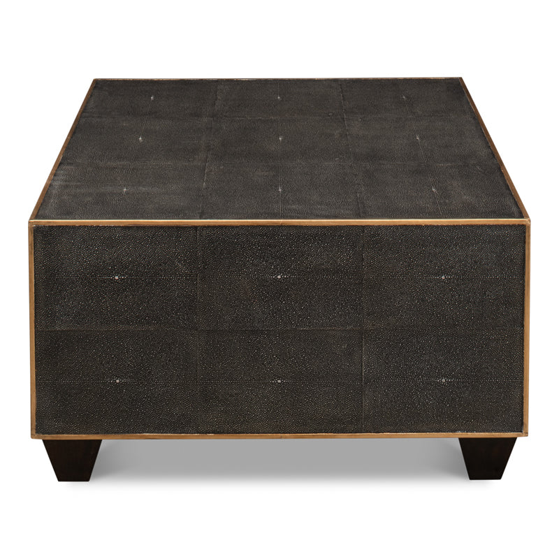 Grey Leather Shagreen Cocktail Table