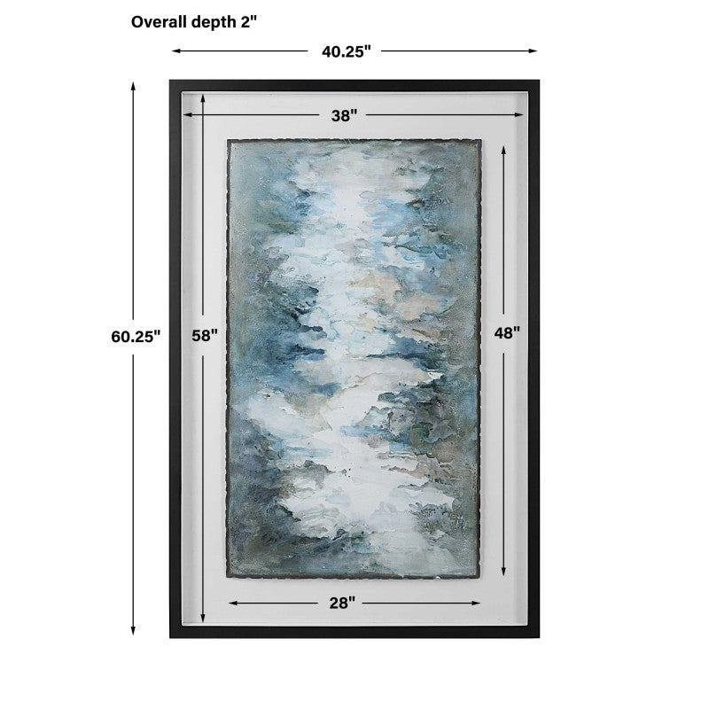 Lakeside Grande - Framed Abstract Print - Pearl Silver