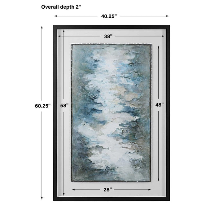 Lakeside Grande - Framed Abstract Print - Pearl Silver