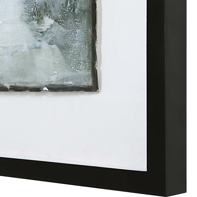 Lakeside Grande - Framed Abstract Print - Pearl Silver