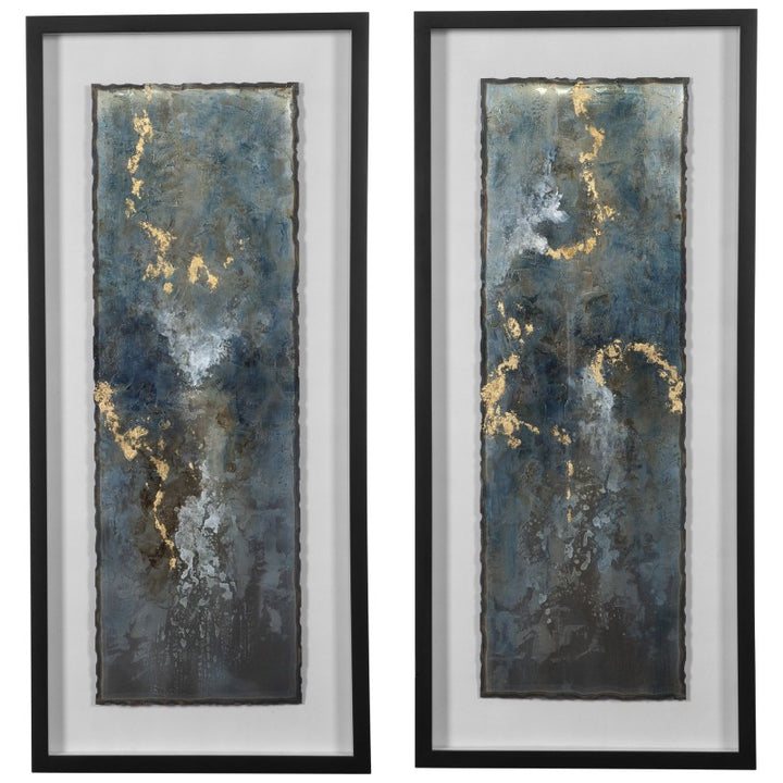Glimmering Agate - Abstract Prints (Set of 2) - Blue