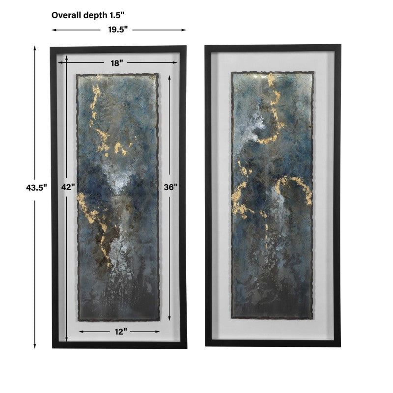 Glimmering Agate - Abstract Prints (Set of 2) - Blue