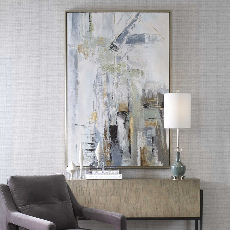 Natural Springs - Hand Painted Canvas Art - Pearl Silver