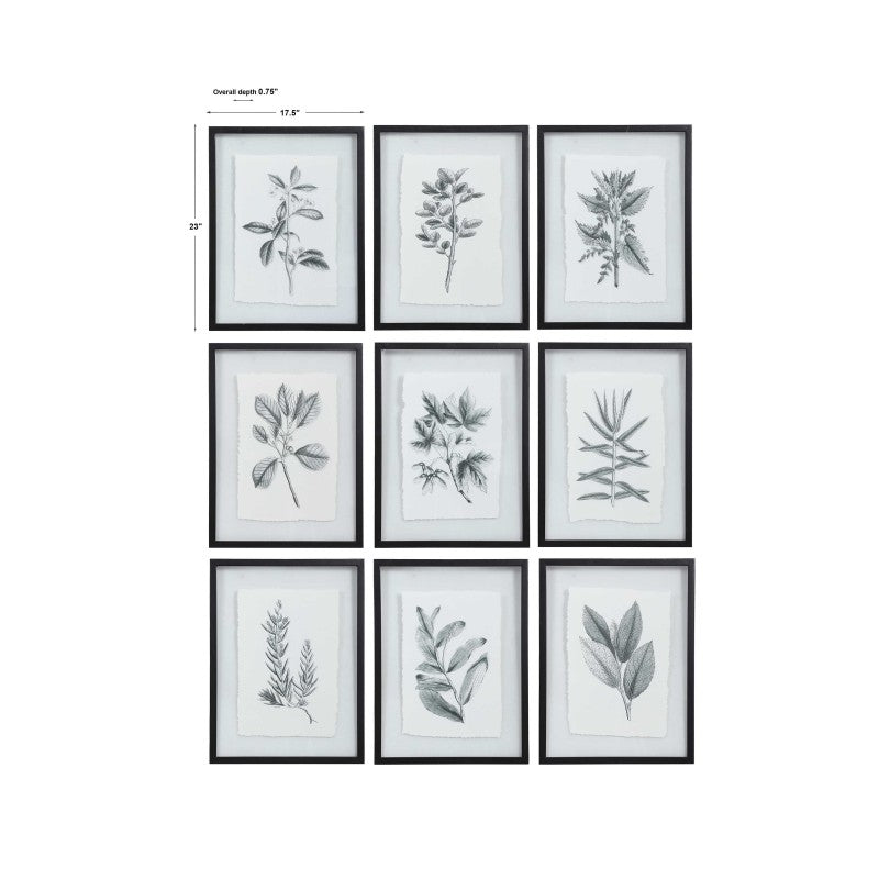 Farmhouse Florals - Framed Prints (Set of 9) - Black