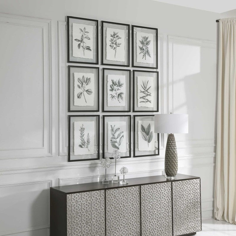 Farmhouse Florals - Framed Prints (Set of 9) - Black