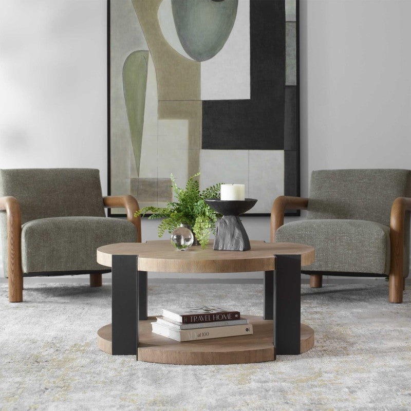 Loana - Industrial Coffee Table - Light Brown
