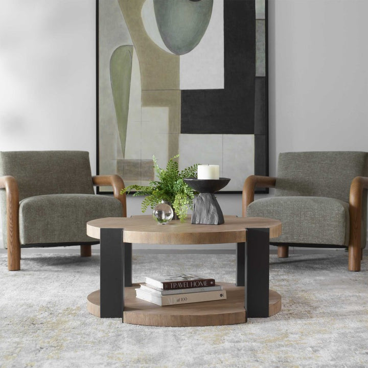 Loana - Industrial Coffee Table - Light Brown
