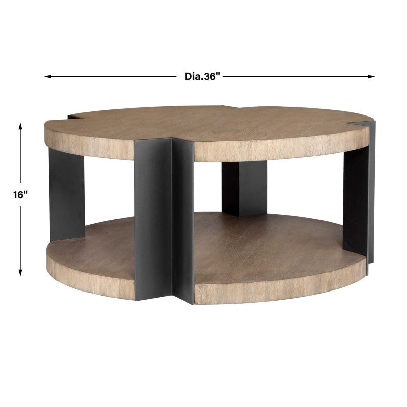 Loana - Industrial Coffee Table - Light Brown