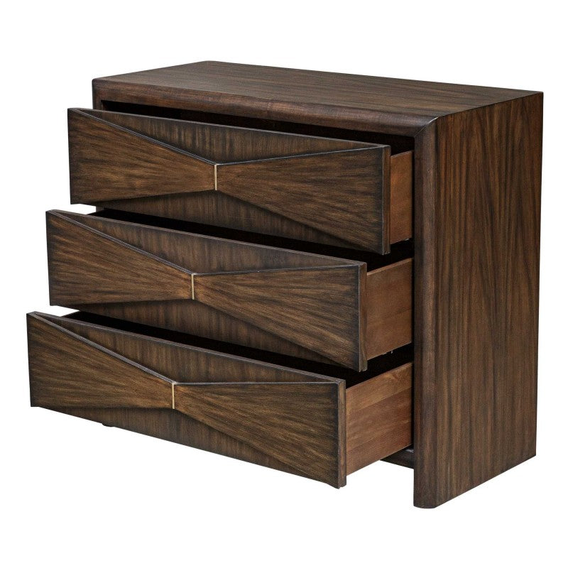 Bowtie - 3 Drawer Mid-Century Chest - Dark Brown