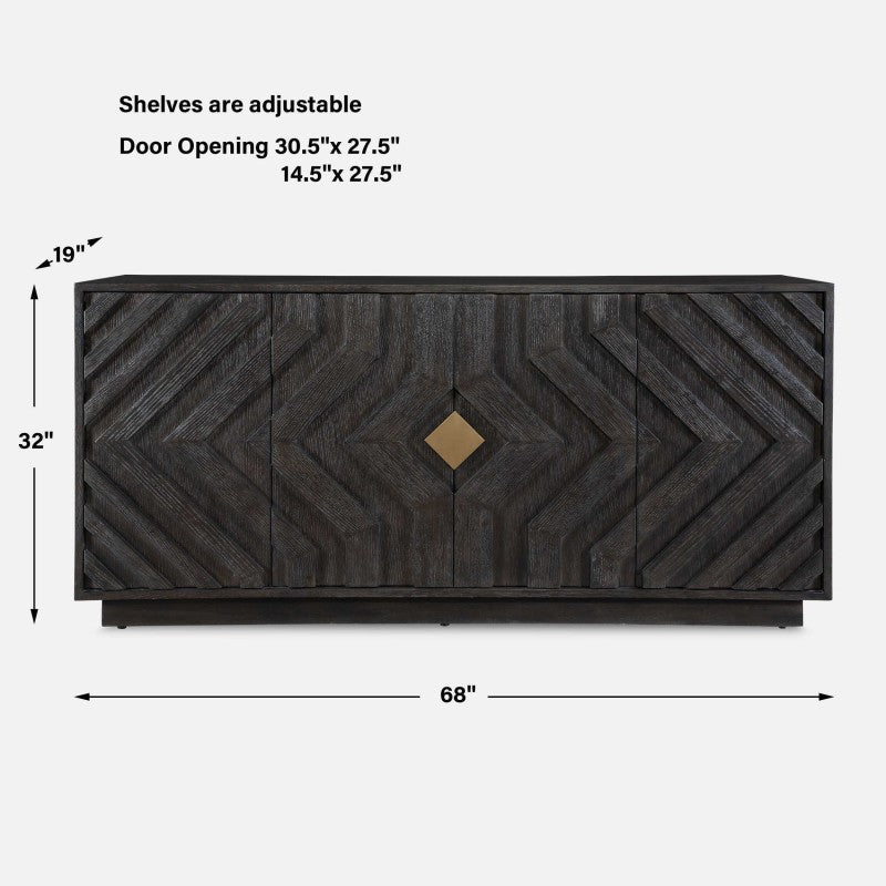 Faulkner - 4 Door Cabinet - Black