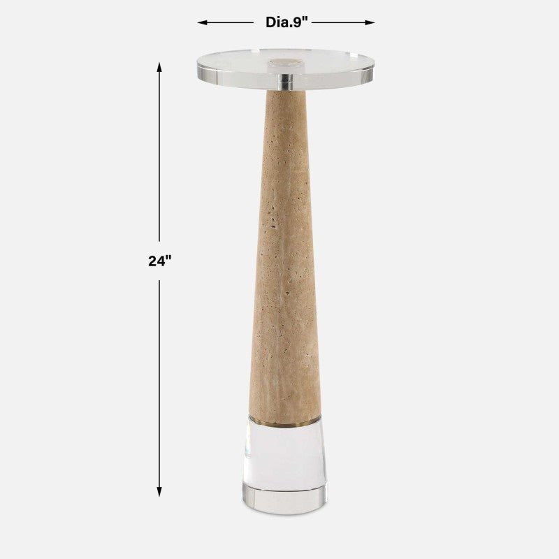 Niari - Travertine Drink Table - Light Brown