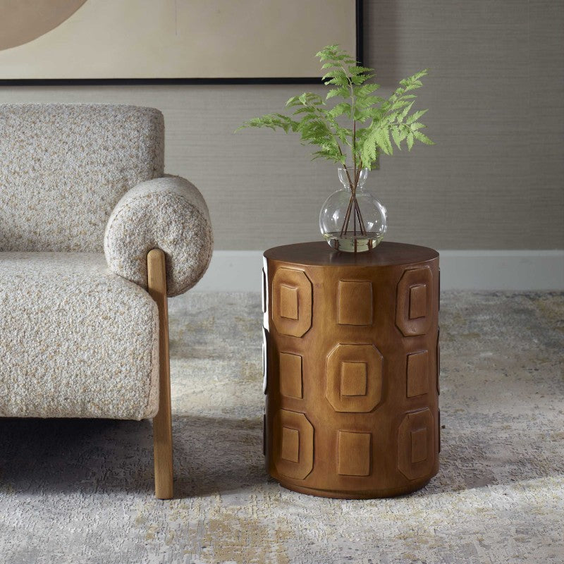 Alson - Geometric Accent Table - Dark Brown