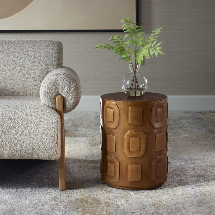 Alson - Geometric Accent Table - Dark Brown