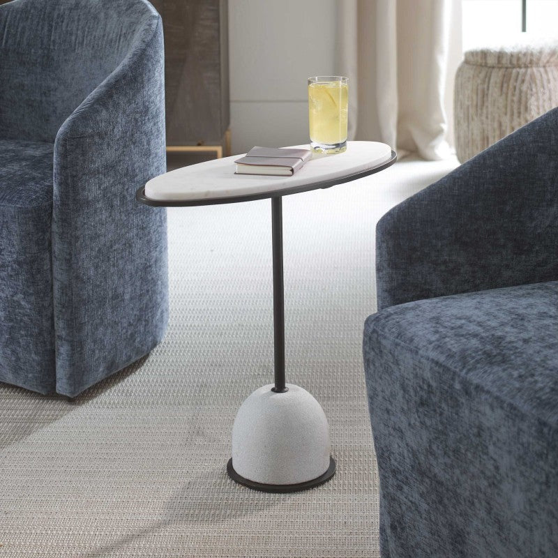 Morro - Marble Side Table - White / Black